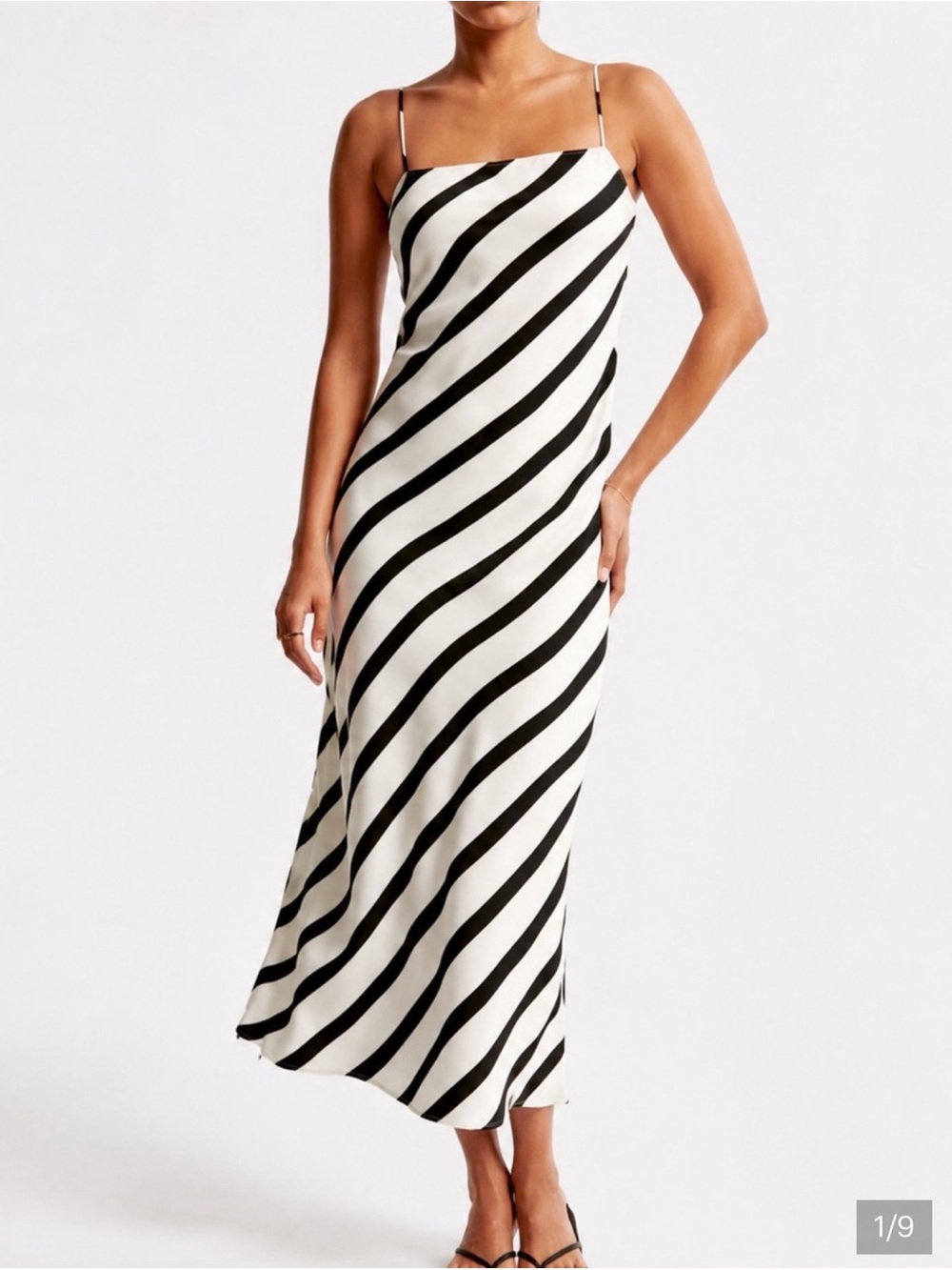 Abercrombie Black & White Diagonal Stripe Maxi Slip Dress